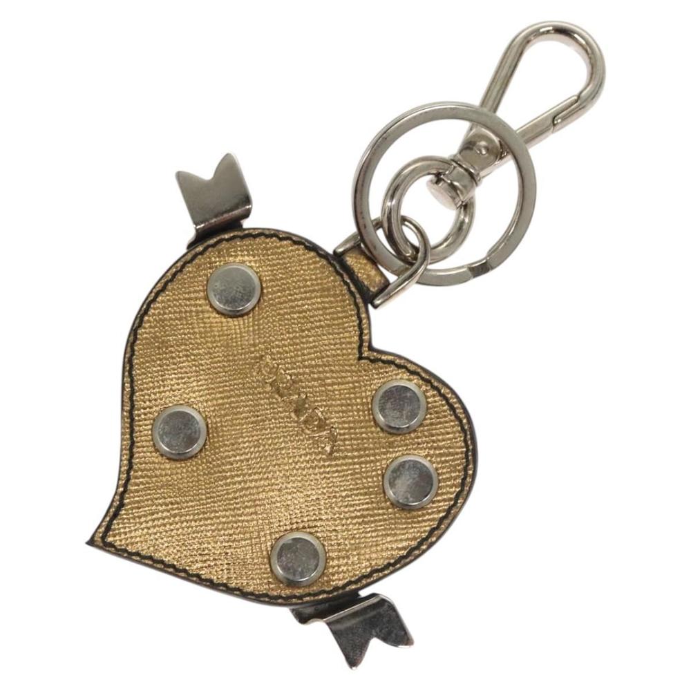 PRADA Key Holder Safiano leather Gold Tone Auth ac3756 - Picture 2 of 9